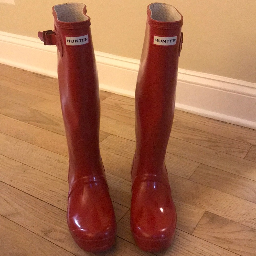 Tall Hunter Rain Boots - Red